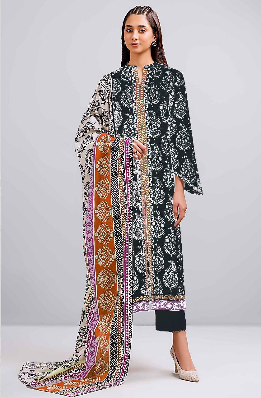 3 Pcs Nishat Women's Unstitched Printed Suit 42404894R