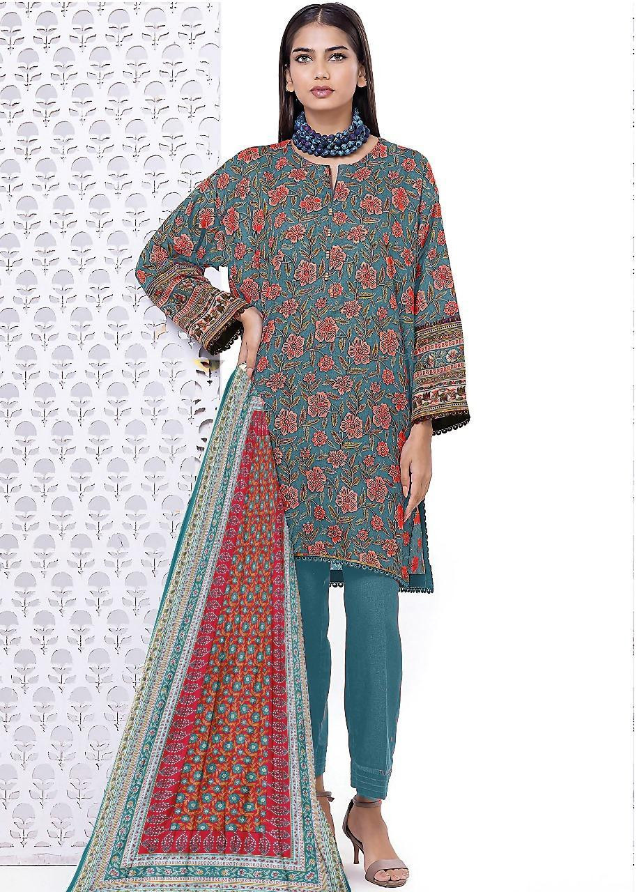 3 Pcs Khaadi Women's Unstitched Printed Suit KDN01