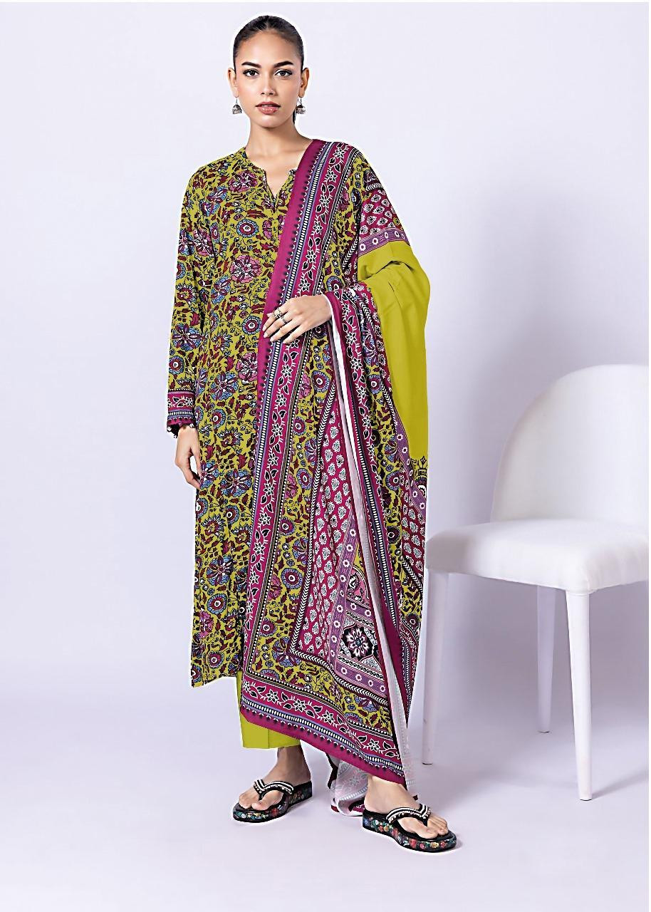 3 Pcs Khaadi Women's Unstitched Printed Suit EET24730B