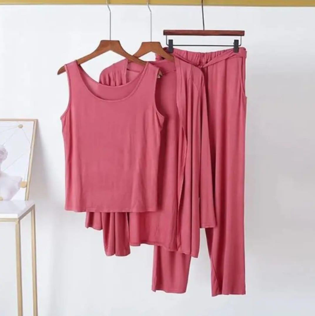 Comfortable Jersey Night  - 3 Pcs Set for Women