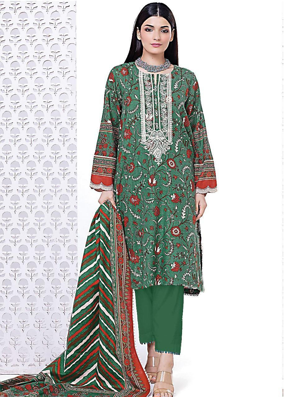 3 Pcs Khaadi Women's Unstitched Printed Suit LKW13