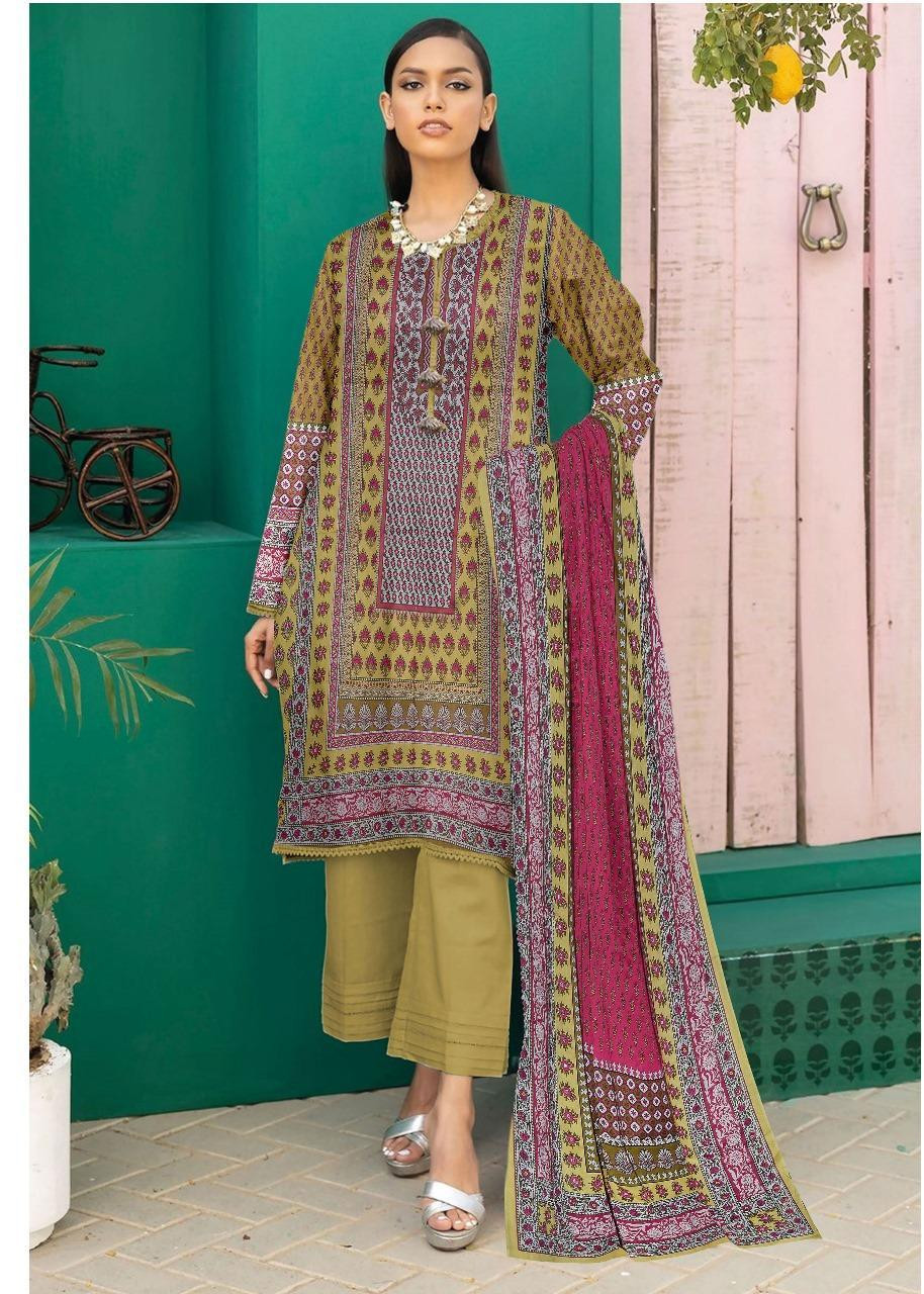 3 Pcs Khaadi Women's Unstitched Printed Suit BLA240717