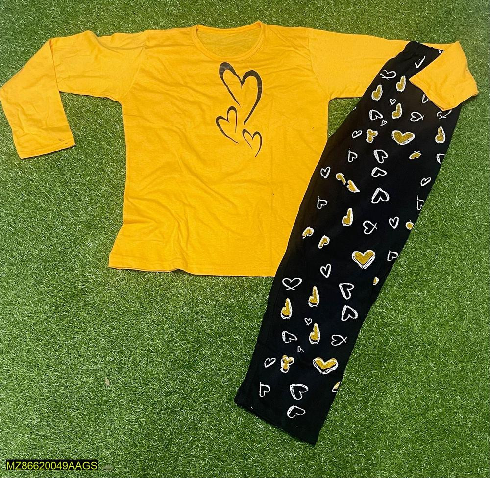 2 Pcs Women's Stitched Cotton Jersey Printed Night Suit