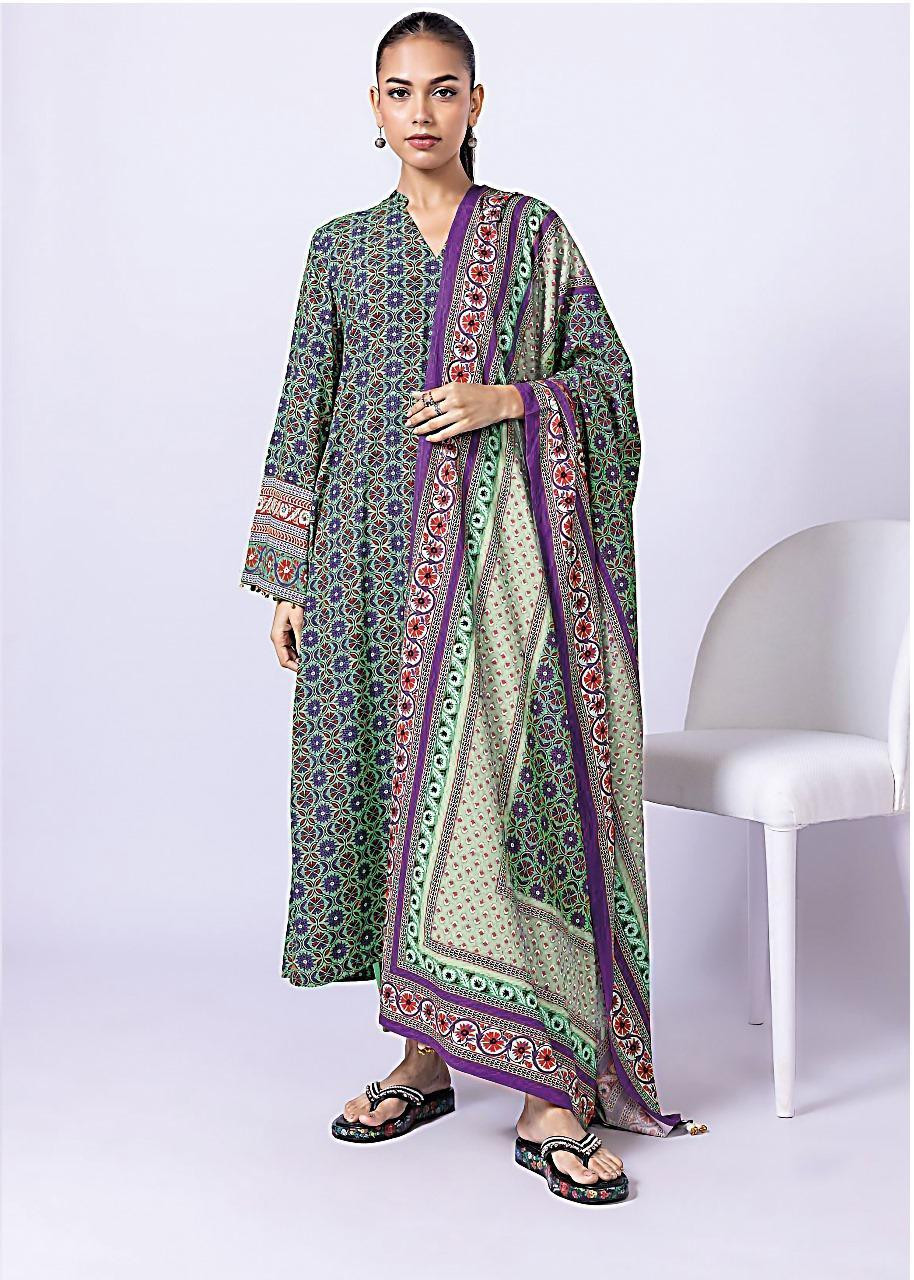 3 Pcs Khaadi Women's Unstitched Printed Suit EET24730B2