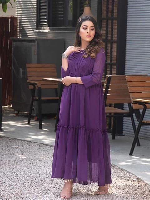 1 Pcs Nazmina Chiffon Plain Women Maxi FR-363