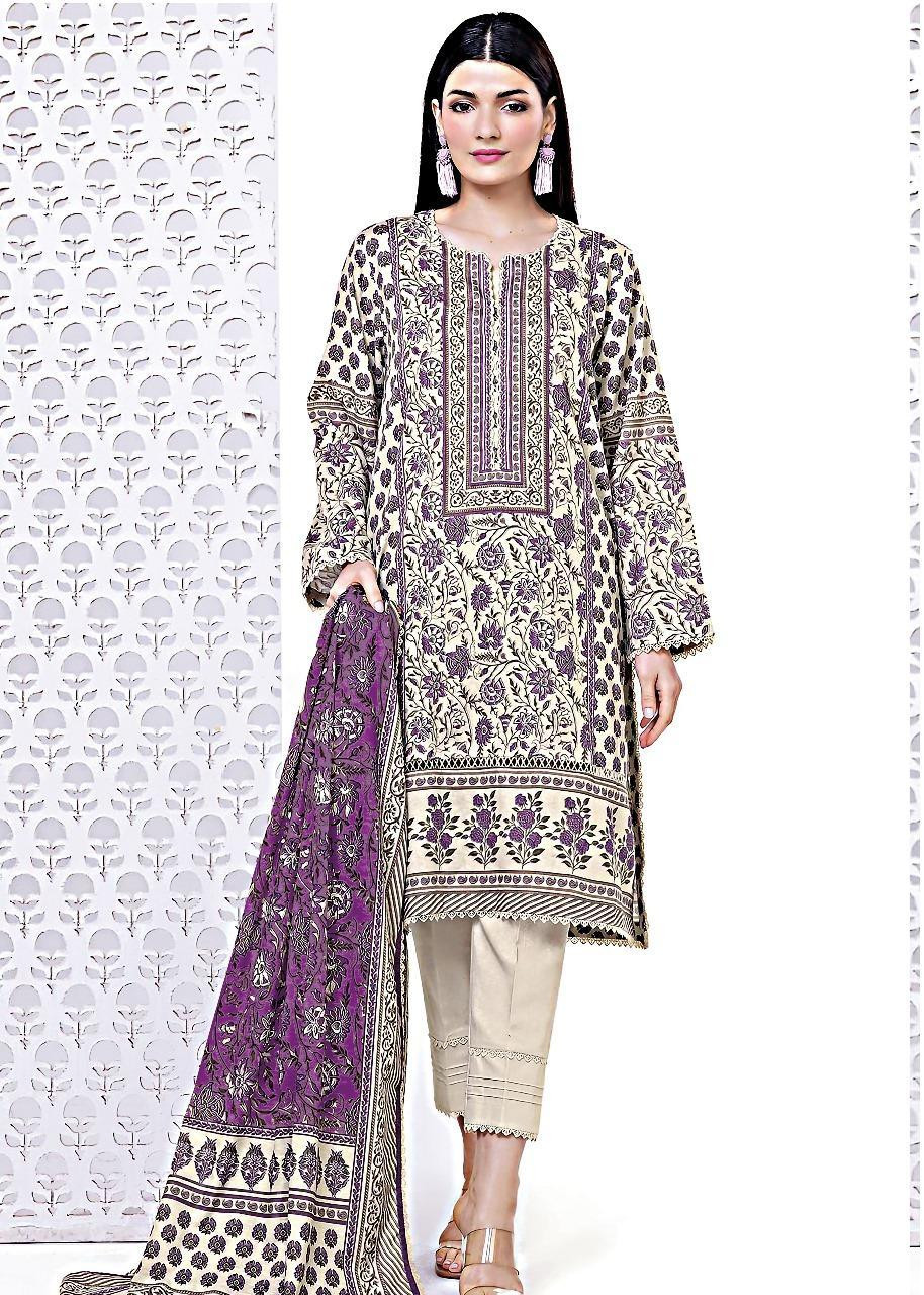 3 Pcs Khaadi Women's Unstitched Printed Suit KDN07